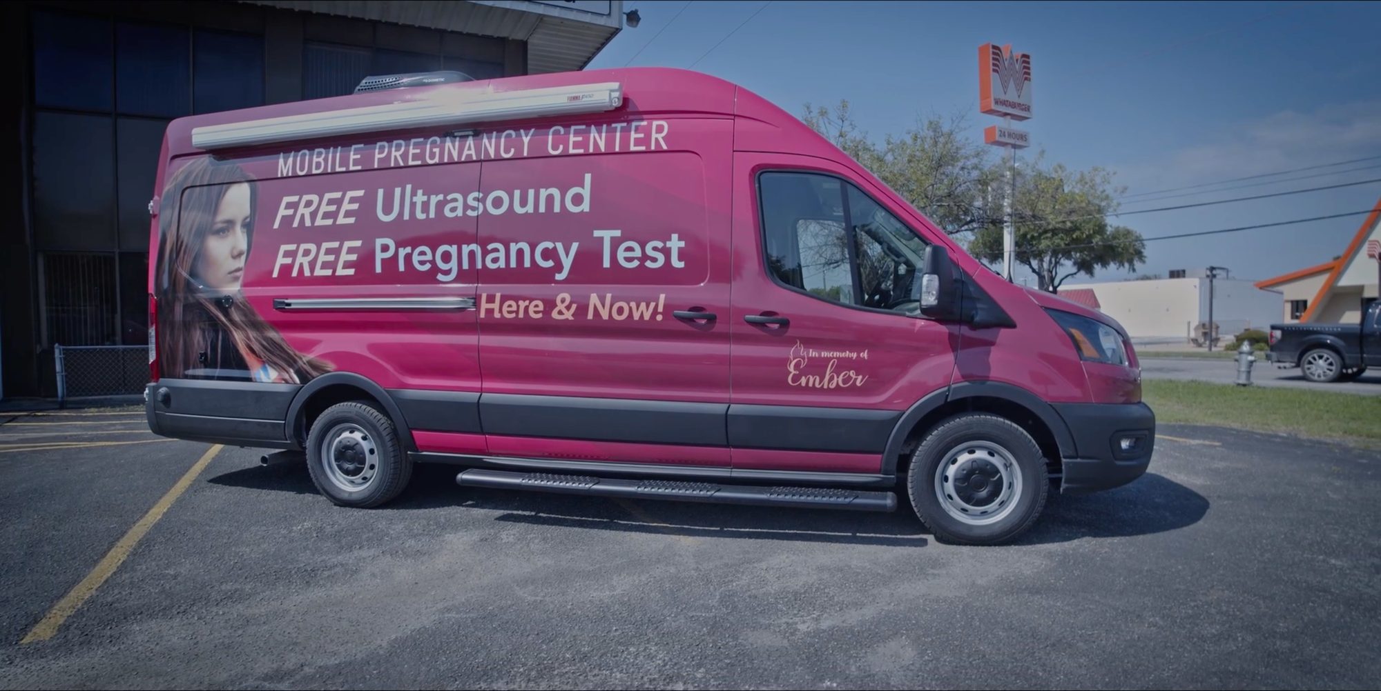A Vans for Life mobile pregnancy center van on location